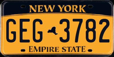 NY license plate GEG3782