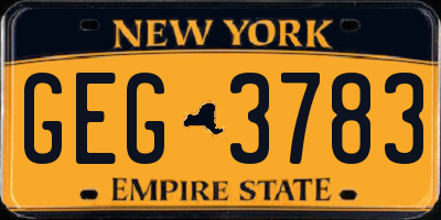 NY license plate GEG3783