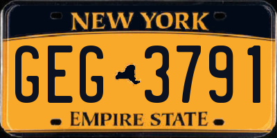 NY license plate GEG3791