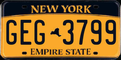 NY license plate GEG3799