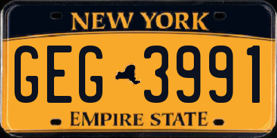 NY license plate GEG3991