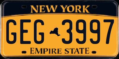NY license plate GEG3997