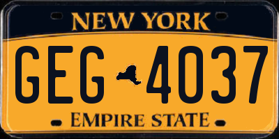 NY license plate GEG4037