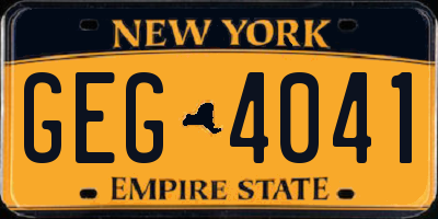 NY license plate GEG4041