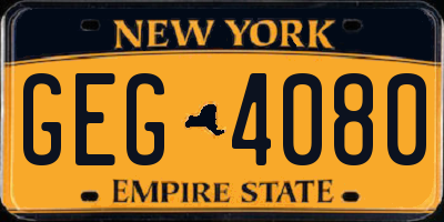 NY license plate GEG4080