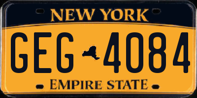 NY license plate GEG4084
