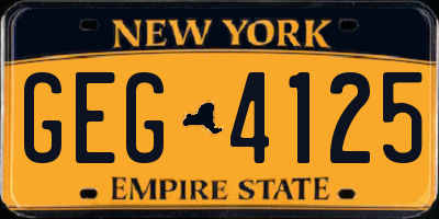 NY license plate GEG4125