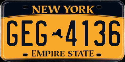 NY license plate GEG4136