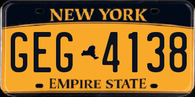 NY license plate GEG4138
