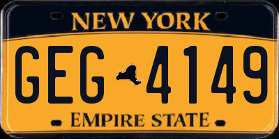 NY license plate GEG4149