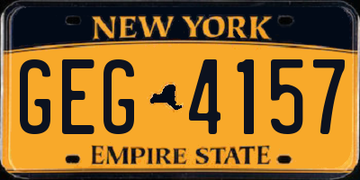 NY license plate GEG4157