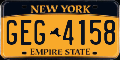 NY license plate GEG4158