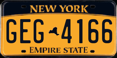 NY license plate GEG4166