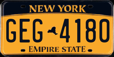NY license plate GEG4180