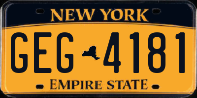 NY license plate GEG4181