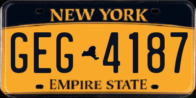 NY license plate GEG4187