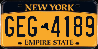 NY license plate GEG4189