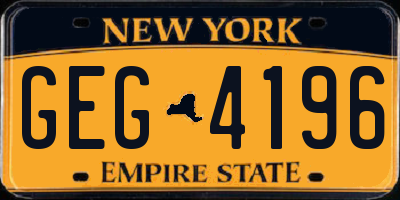 NY license plate GEG4196