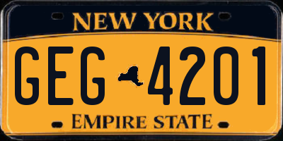 NY license plate GEG4201