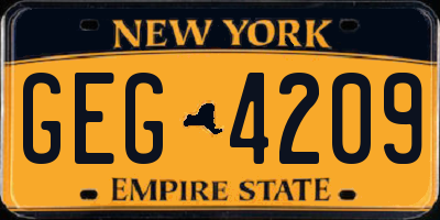 NY license plate GEG4209