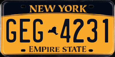 NY license plate GEG4231