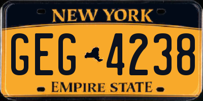 NY license plate GEG4238