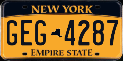 NY license plate GEG4287