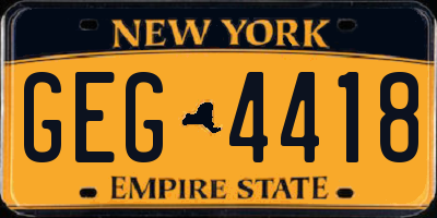 NY license plate GEG4418