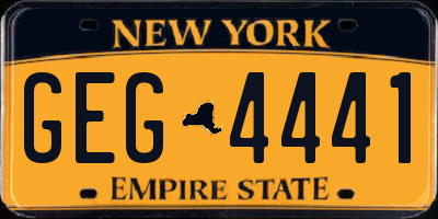 NY license plate GEG4441
