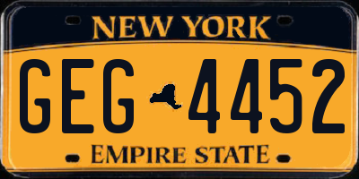 NY license plate GEG4452