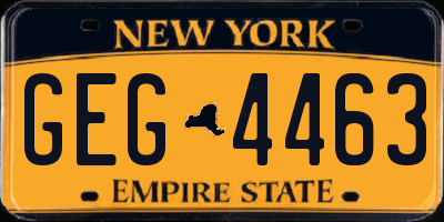 NY license plate GEG4463