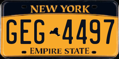 NY license plate GEG4497
