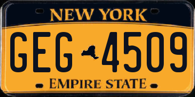 NY license plate GEG4509