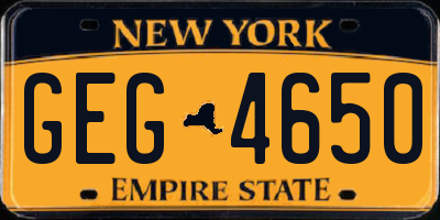 NY license plate GEG4650
