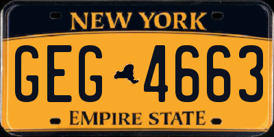 NY license plate GEG4663