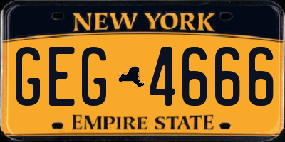 NY license plate GEG4666