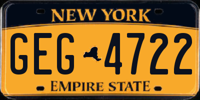 NY license plate GEG4722