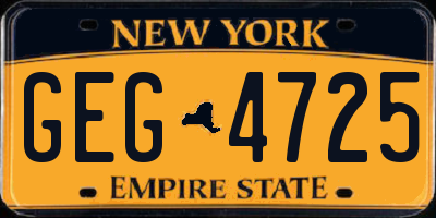 NY license plate GEG4725