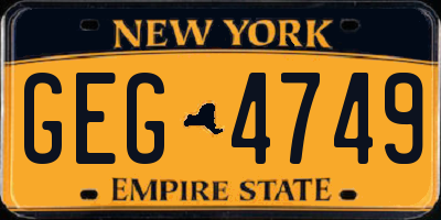 NY license plate GEG4749