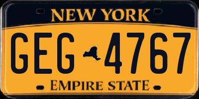 NY license plate GEG4767