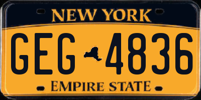 NY license plate GEG4836