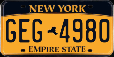 NY license plate GEG4980