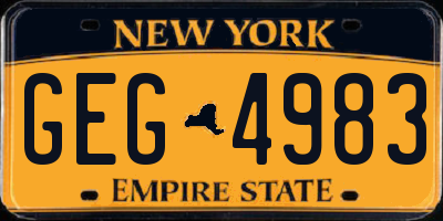 NY license plate GEG4983