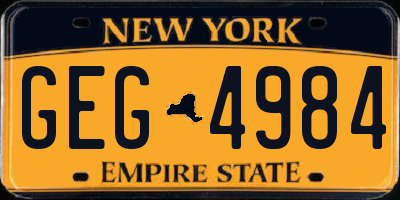 NY license plate GEG4984