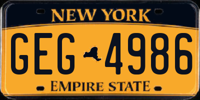NY license plate GEG4986