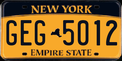 NY license plate GEG5012