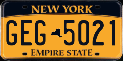 NY license plate GEG5021