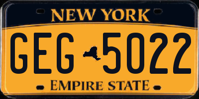 NY license plate GEG5022