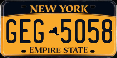 NY license plate GEG5058