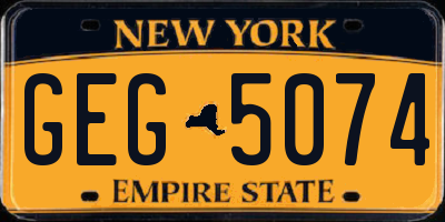 NY license plate GEG5074